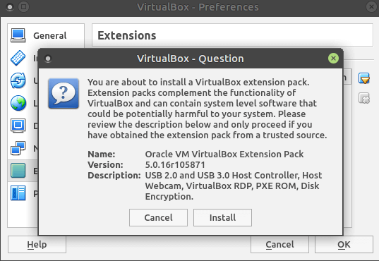 Fedora安装VirtualBox扩展包 (VirtualBox Extensions Pack)